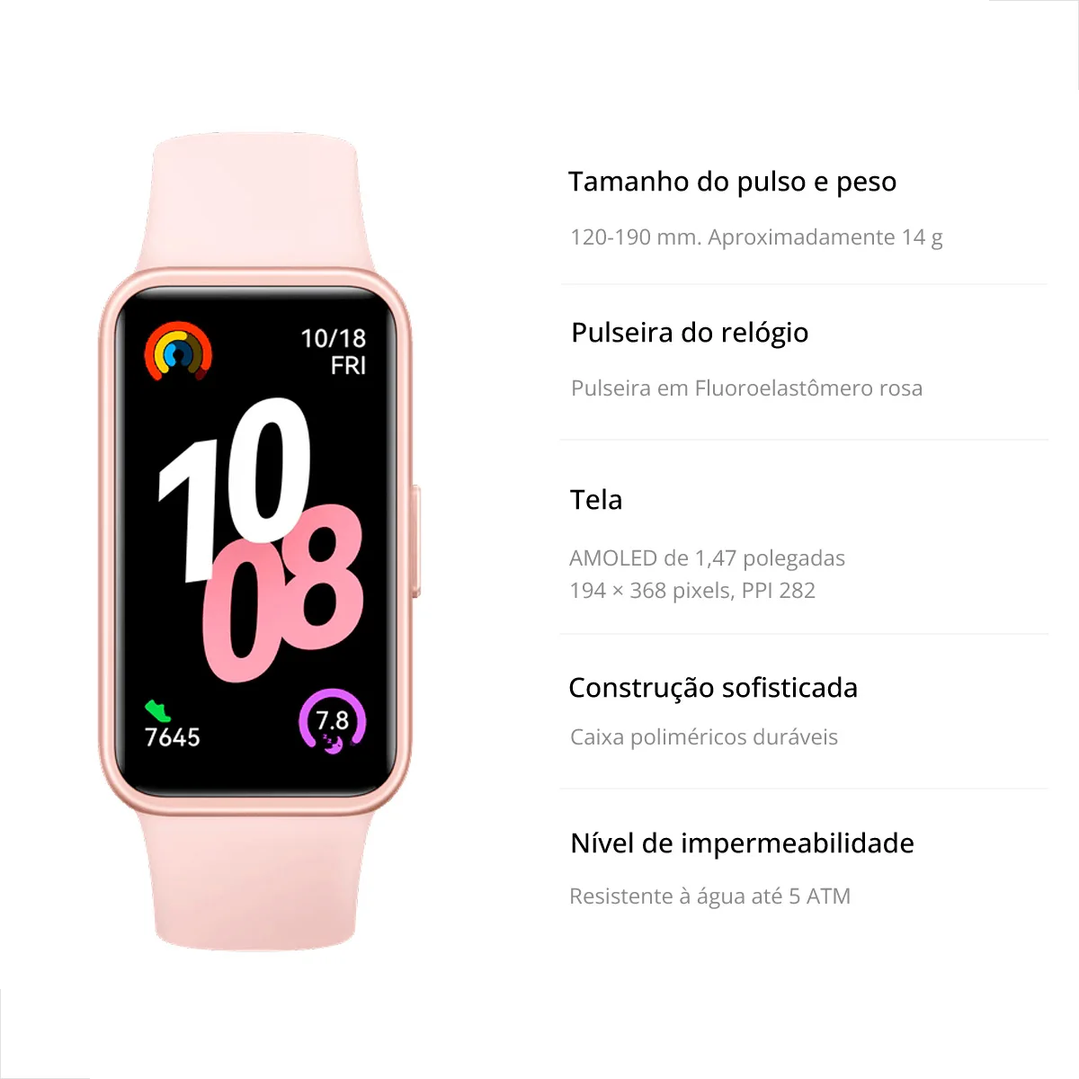 Smartwatch Huawei Band 10 Amoled Inteligente Treino Rosa