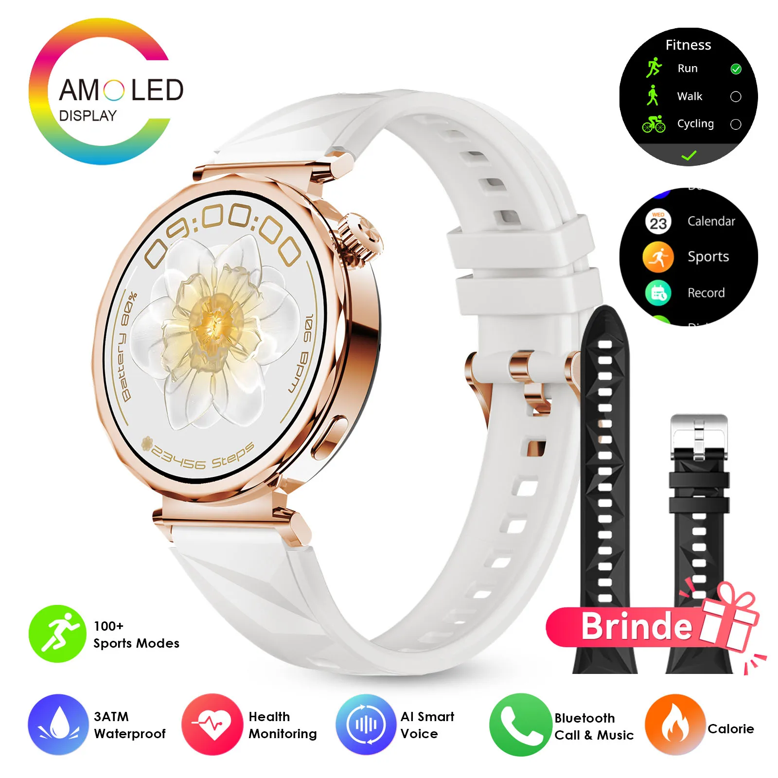 ​​AURAIF ELLA 4: Relógio Inteligente Feminino com Múltiplos Modos Esportivos, Chamadas Bluetooth e Mostradores Personalizáveis