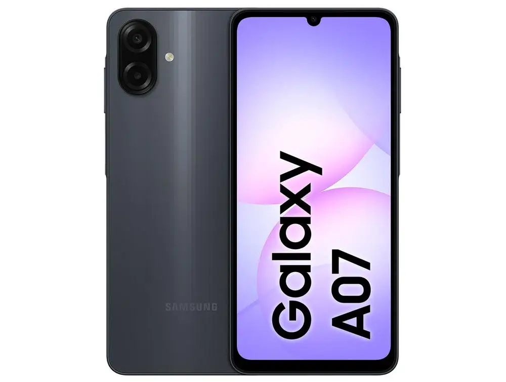 Smartphone Samsung A07 256GB Preto 8GB RAM Tela 6,7″ Câm. Dupla + Selfie 8MP