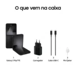 Smartphone Samsung Galaxy Z Flip7 FE 128GB Preto 5G 8GB RAM Tela 6,7″ Câm. Dupla + Selfie 10MP