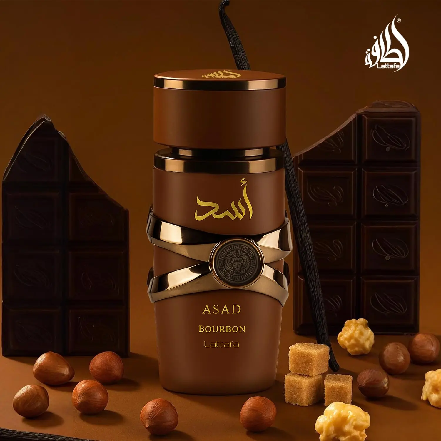 Perfume Original Lattafa Asad Bourbon para Unissex Eau De Parfum Spray 100ml, Perfume de Marca Luxuosa, Perfume de Alta Qualidade, Chocolate de Dubai
