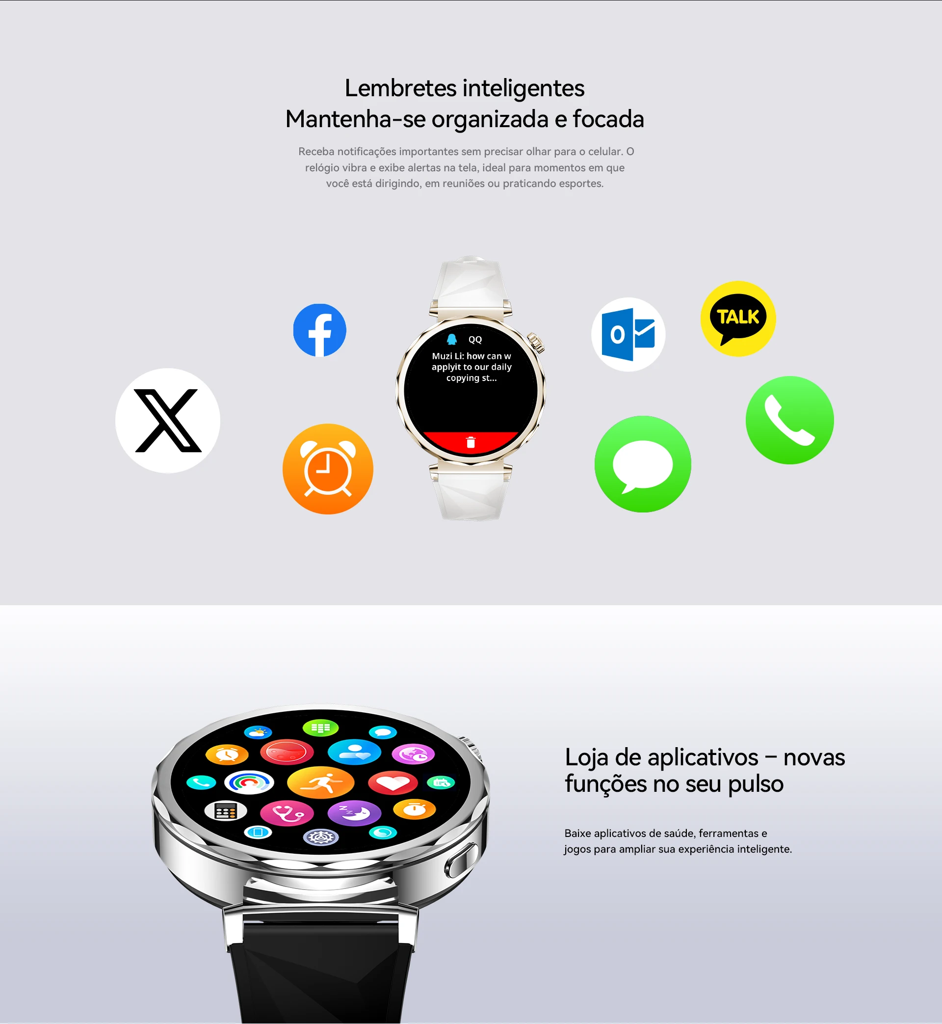 Smartwatch feminino AURAFIT Ella 4, 1,32 Amoled, à prova d’água 1ATM, mais de 150 modos esportivos, monitoramento de saúde, Android e iOS