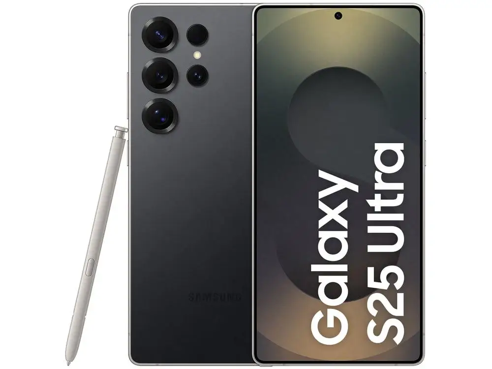 Samsung Galaxy S25 Ultra 5G 256GB Galaxy AI Titânio Preto 6,9″ 12GB RAM Câm. Quádrupla 200+50+10+50MP Bateria 5000mAh Dual Chip