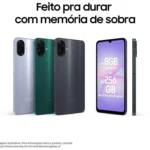 Smartphone Samsung A07 256GB Preto 8GB RAM Tela 6,7″ Câm. Dupla + Selfie 8MP
