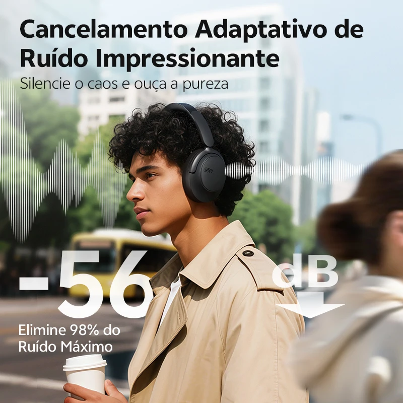 Fone de Ouvido Over-Ear QCY BH25H3SA com Som Espacial Hi-Res LDAC