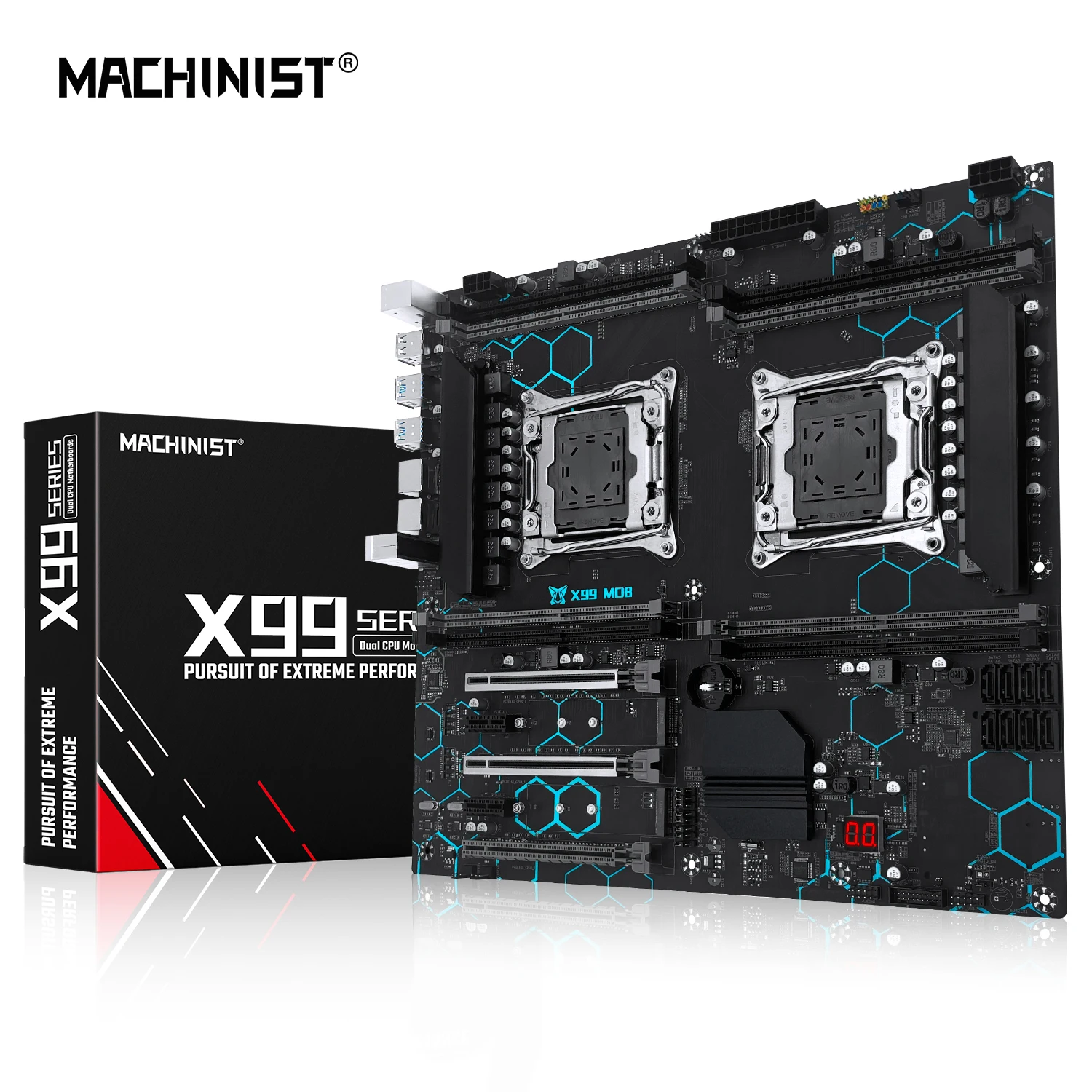 MACHINIST X99 MD8 Dual CPU Placa-mãe LGA 2011-3 Suporte Processador Dual Xeon NVME SATA M.2 8 DDR4 RAM MAX 256G USB3.0 E-ATX
