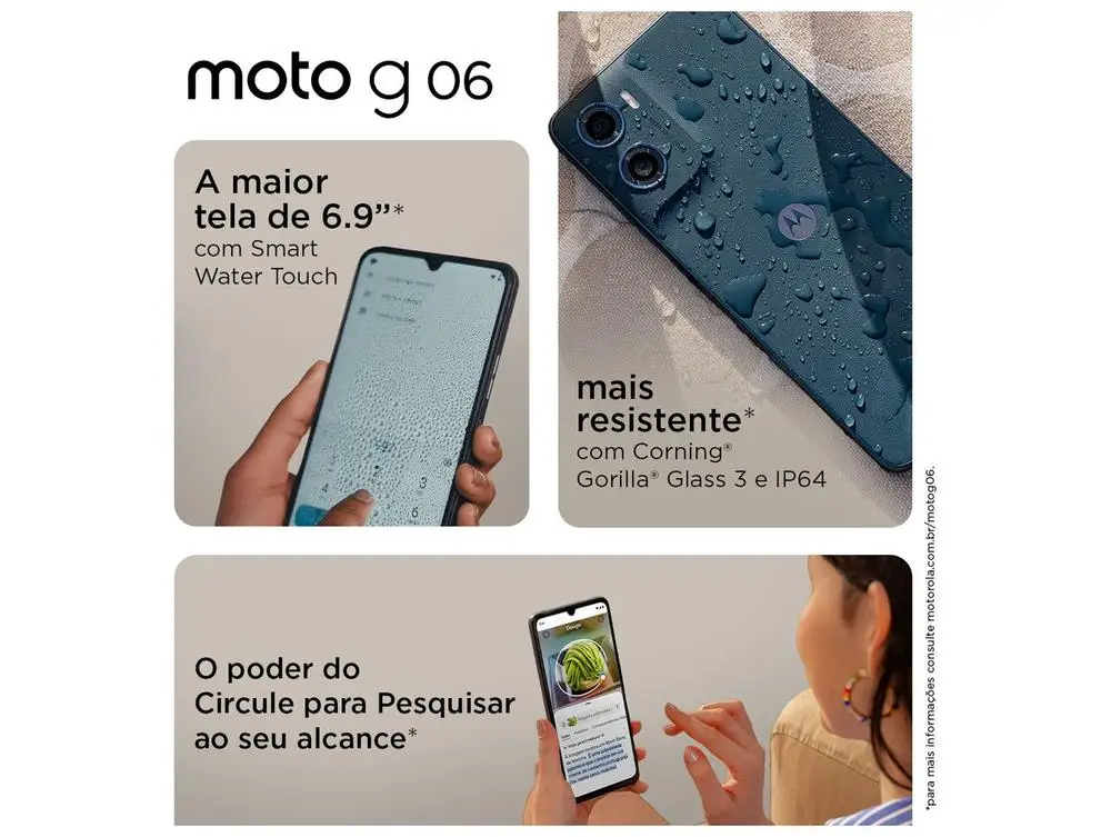 Smartphone Motorola Moto g06 128GB 4GB Ram Laranja Câm. 50MP + Selfie 8MP