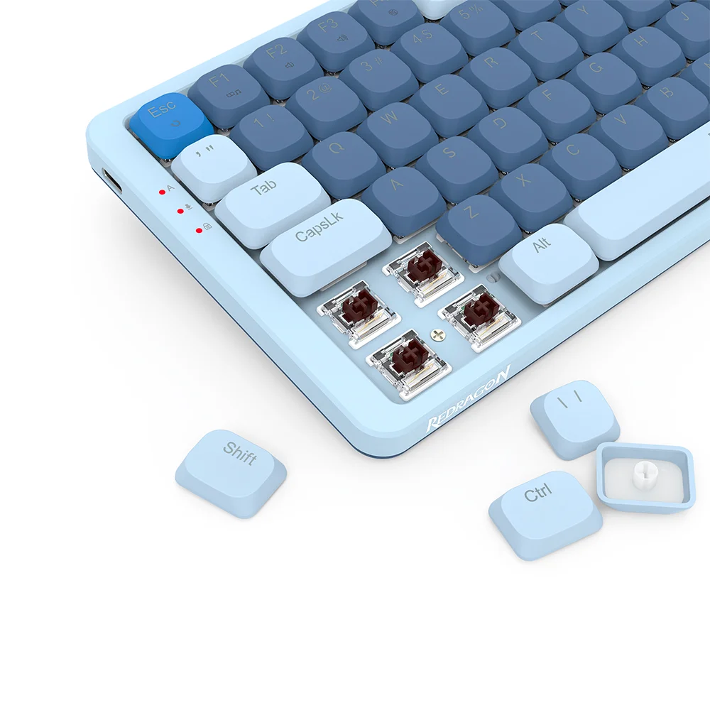 Teclado Mecanico Low Profile Redragon Vili Switch Brown Azul