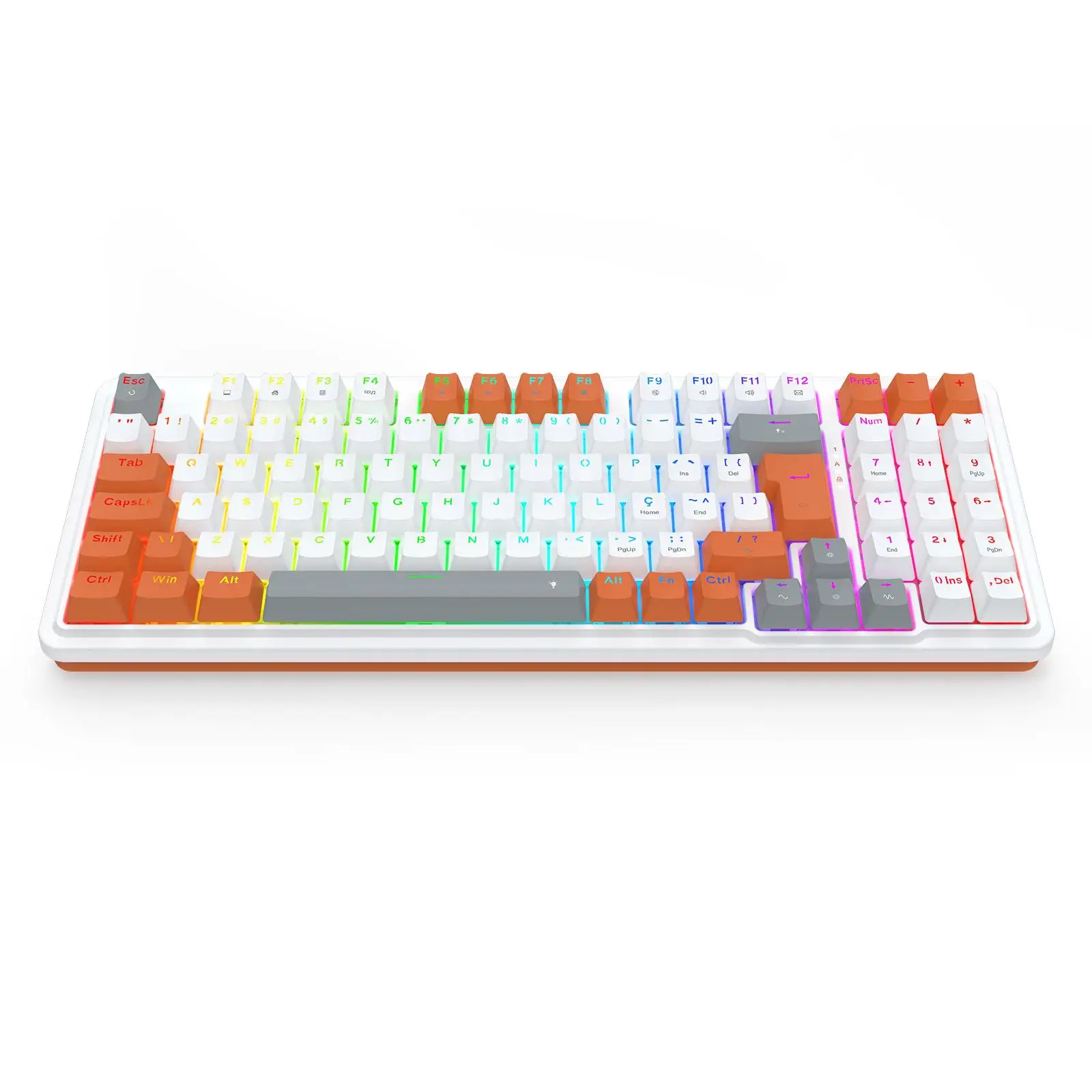 Teclado Redragon Gloria Branco Laranja RGB ABNT2 Switch Red