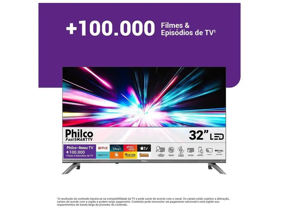 Smart TV 32″ Philco HD DLED P32CRB Roku TV 99323127 2026