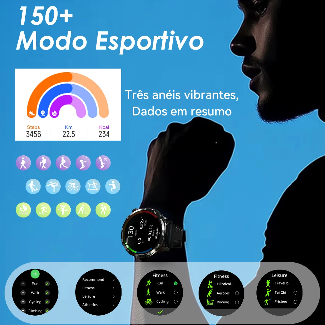 AURAFIT AM29: 1.43″ AMOLED Smartwatch with Wireless Charging, 100+ Modes, Health Monitor (HR/SpO2/Sleep), IP68 ,Support Strava