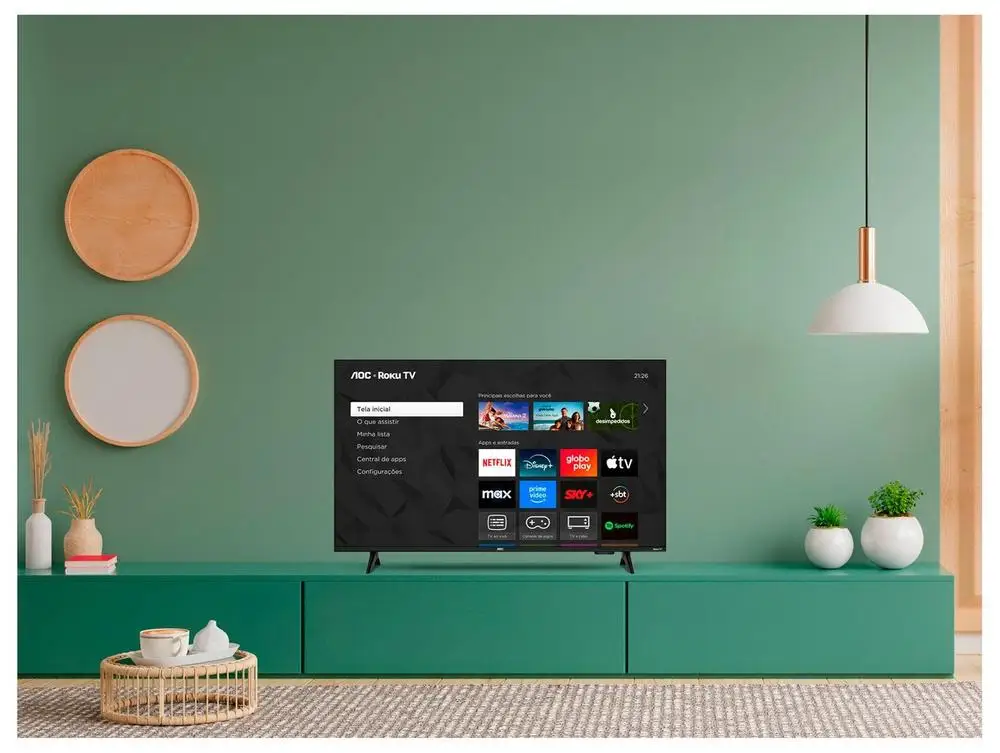 Smart TV 32″ AOC HD DLED Série 5155 32S5155/78G Roku TV 2025