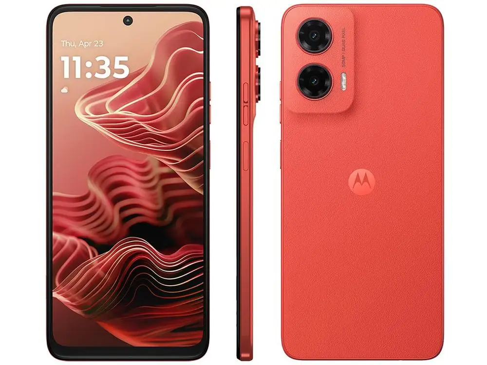 Smartphone Motorola Moto G35 256GB Coral 5G 12GB RAM 5G 6,7″ Câm. Dupla + Selfie 16MP