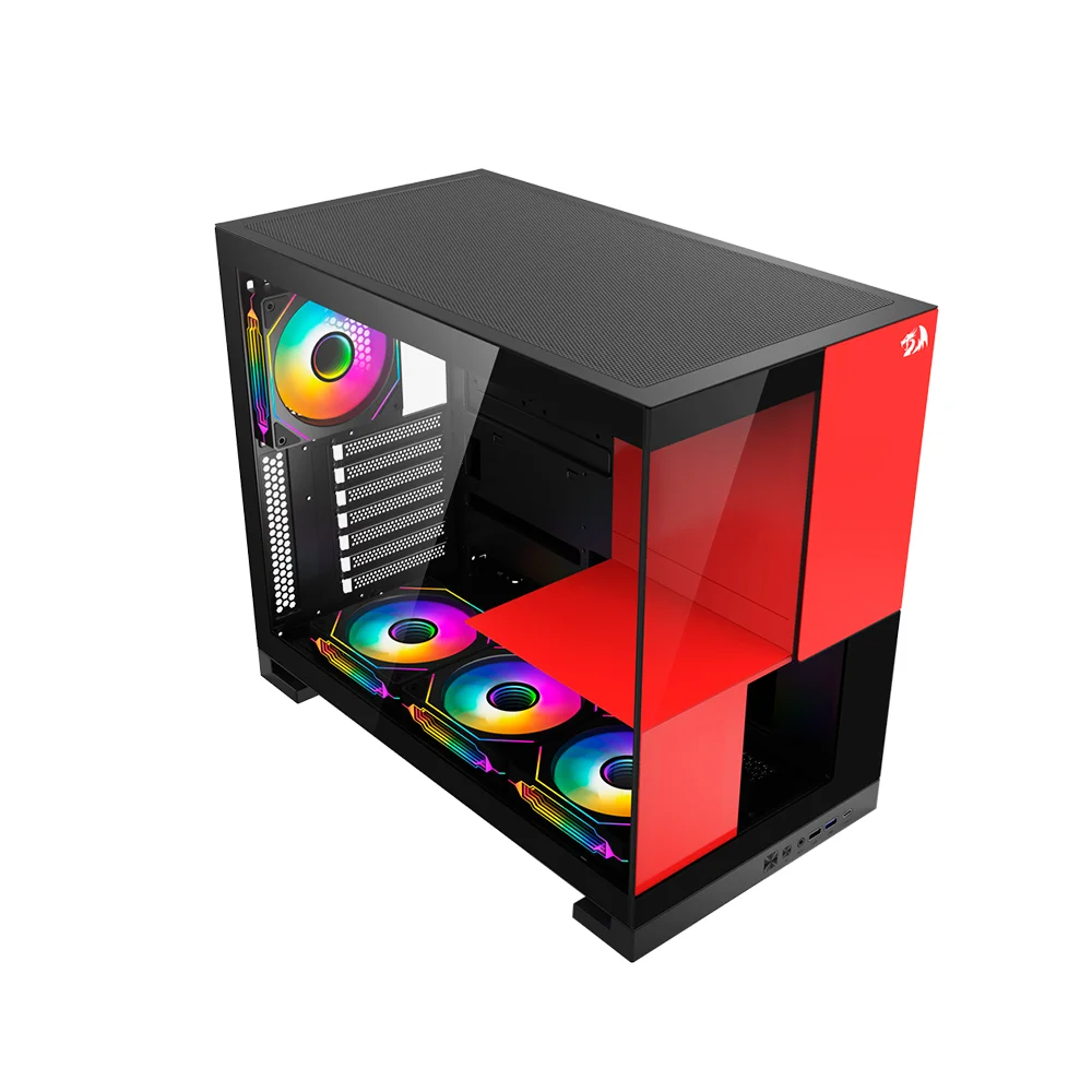 Gabinete Gamer Redragon Eternal ATX Sem Fans CA-612BR Preto e Vermelho