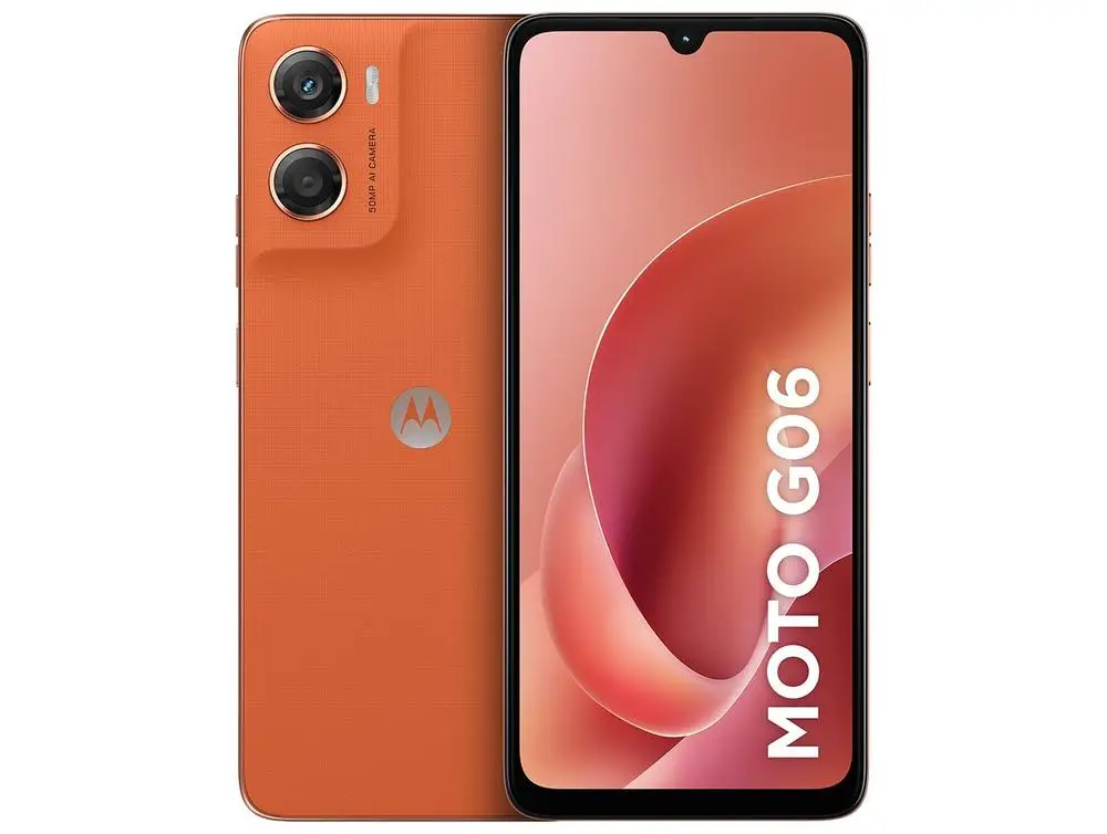 Smartphone Motorola Moto g06 128GB 4GB Ram Laranja Câm. 50MP + Selfie 8MP