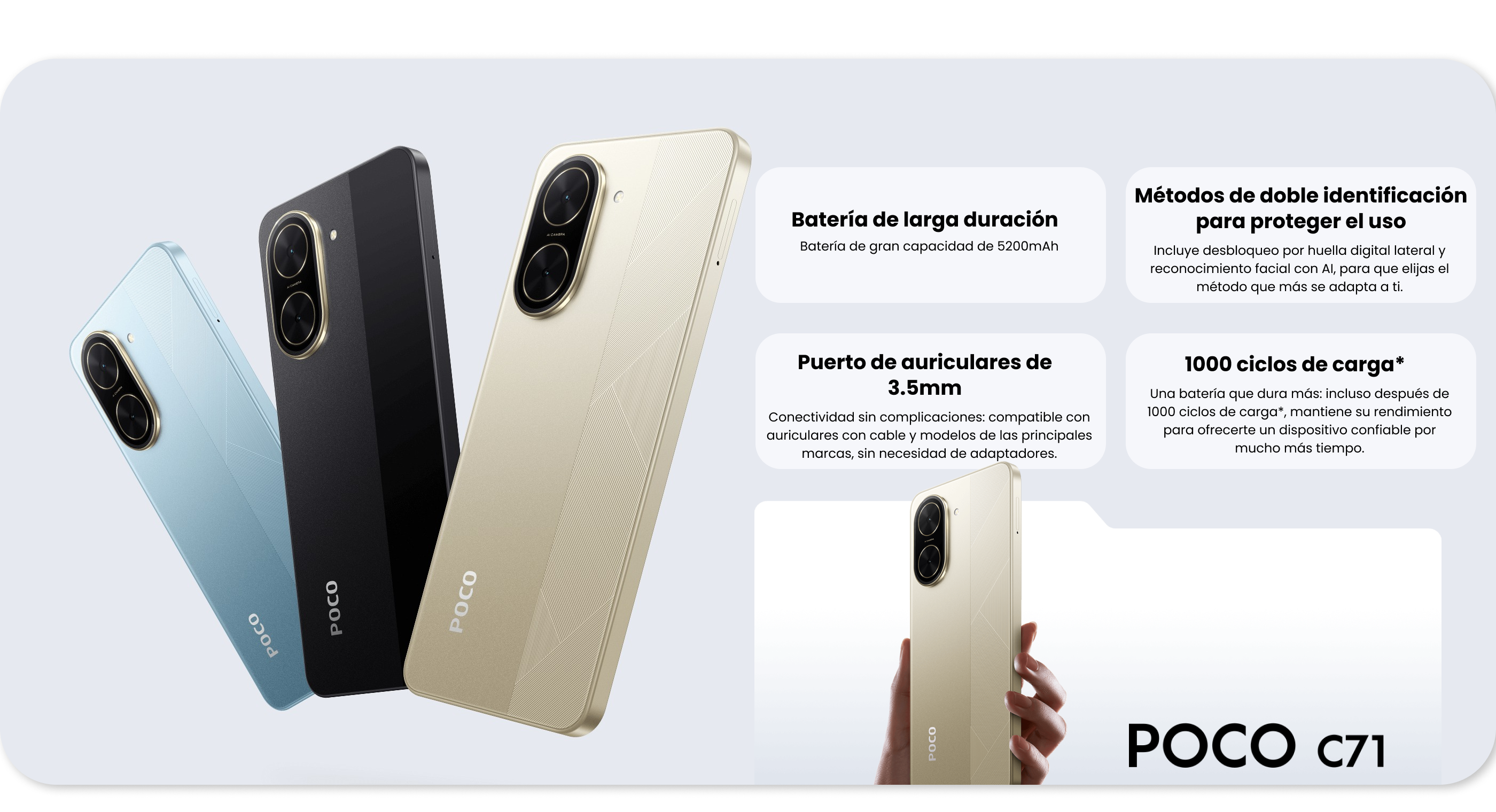 Xiaomi POCO C71 Dual SIM de 128GB 4GB RAM de 6.88″ 32MP 8MP – Preto (Global)